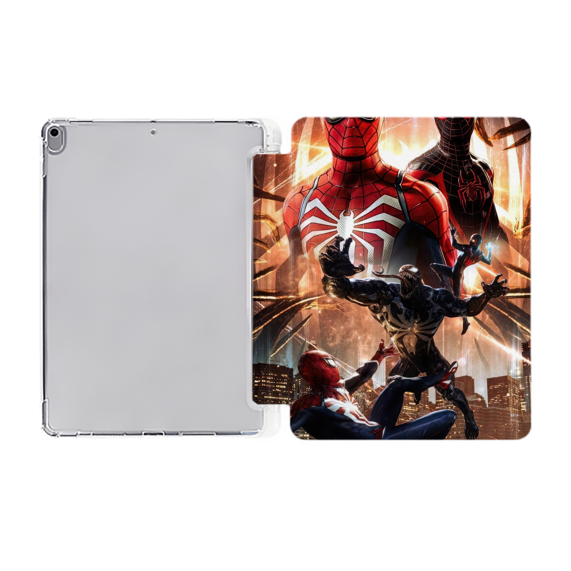（画像用） Spider Man スパイダーマン IPad ケース ペン収納付き 三つ折りスタンド PUレザー×シリコン 対応機種9.5/10.5/10.9インチ